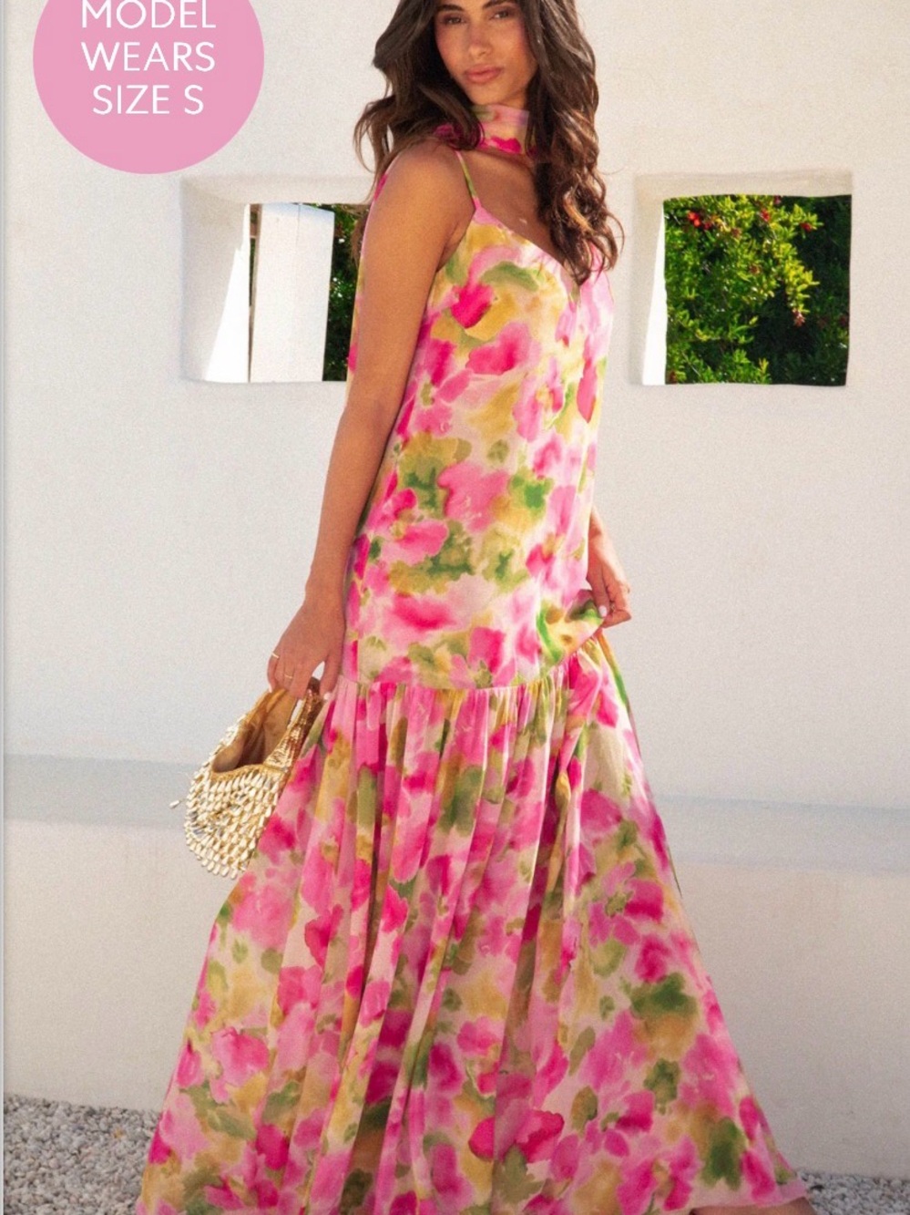 Show Me Your MuMu Pink Green Floral Maxi Dress